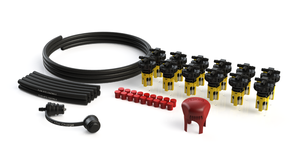 FLOW-RITE MILLENNIUM KIT, FLIP-TOP BAYONET CAP, BA-QDV-505 COUPLER, YELLOW VALVE, 12 CELL