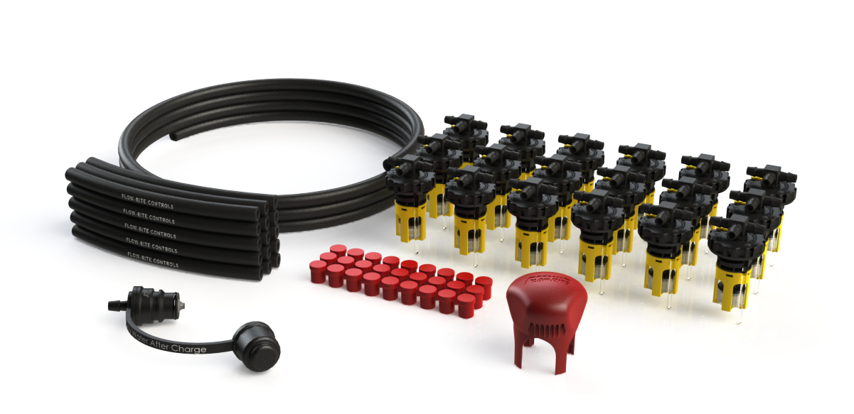 FLOW-RITE MILLENNIUM KIT, FLIP-TOP BAYONET CAP, BA-QDV-505 COUPLER, YELLOW VALVE, 18 CELL