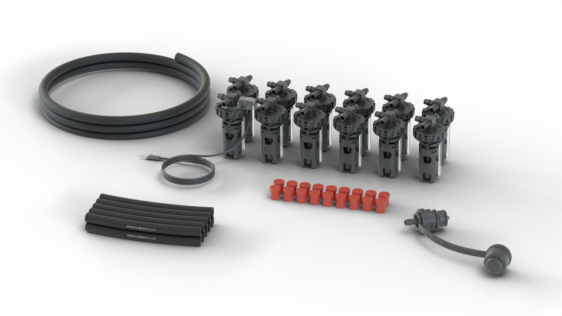 FLOW-RITE IN-VALVE EAGLE EYE ESSENTIAL KIT, BA-QDV-505 MALE COUPLER, BLACK VALVE, 12 CELLS