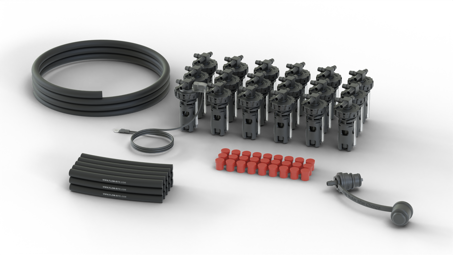 FLOW-RITE IN-VALVE EAGLE EYE ESSENTIAL KIT, BA-QDV-505 MALE COUPLER, BLACK VALVE, 18 CELLS