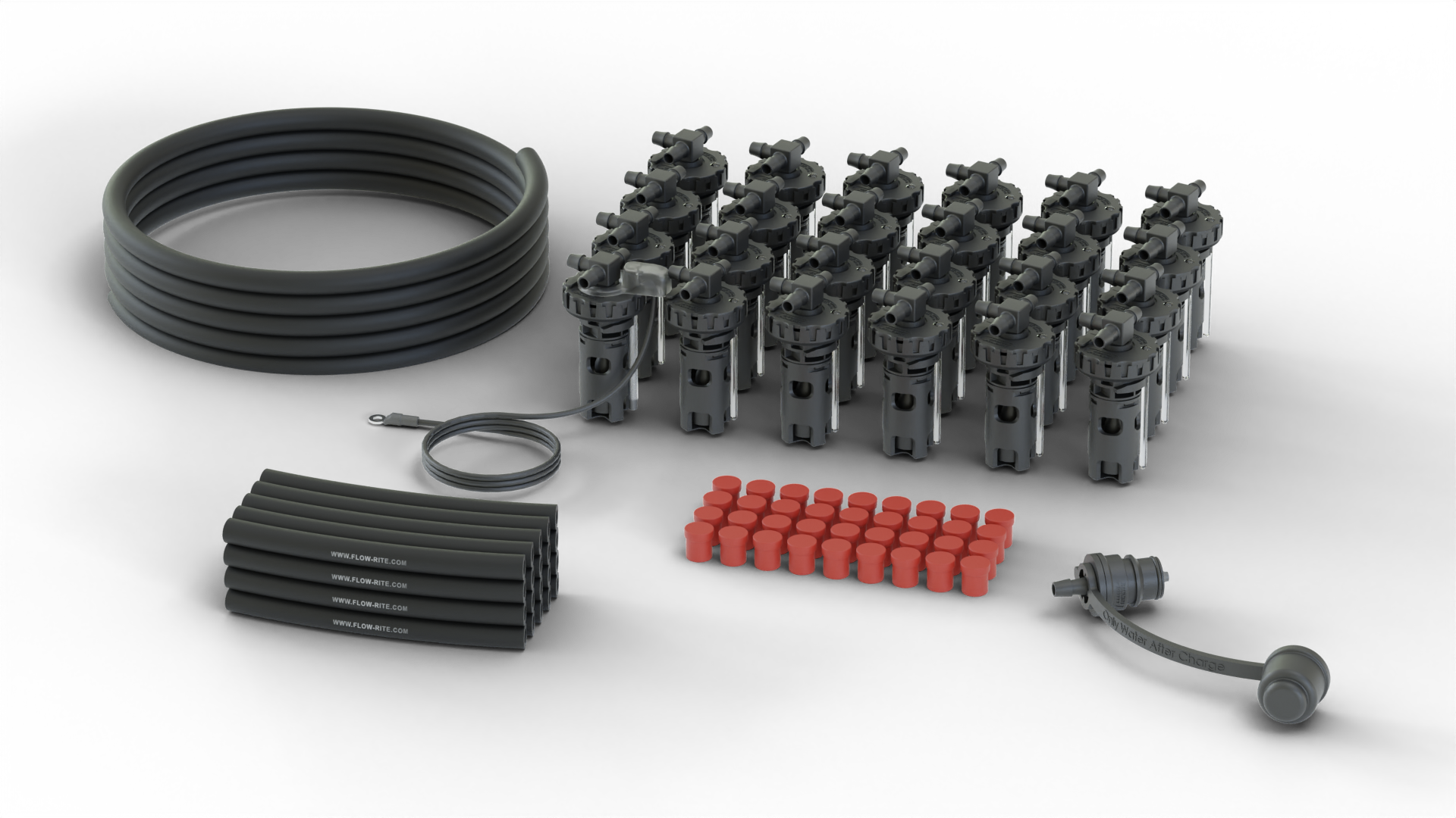 FLOW-RITE IN-VALVE EAGLE EYE ESSENTIAL KIT, BA-QDV-505 MALE COUPLER, BLACK VALVE, 24 CELLS