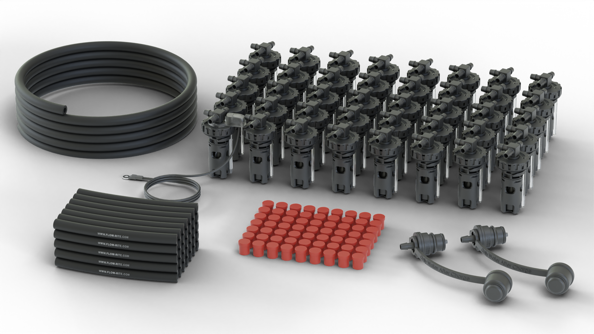 FLOW-RITE IN-VALVE EAGLE EYE ESSENTIAL KIT, BA-QDV-505 MALE COUPLER, BLACK VALVE, 40 CELLS