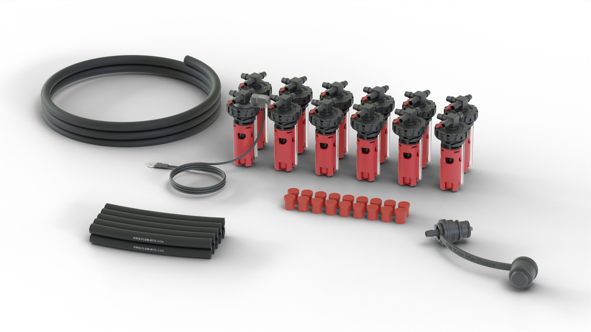 FLOW-RITE IN-VALVE EAGLE EYE ESSENTIAL KIT, BA-QDV-505 MALE COUPLER, RED VALVE, 12 CELLS
