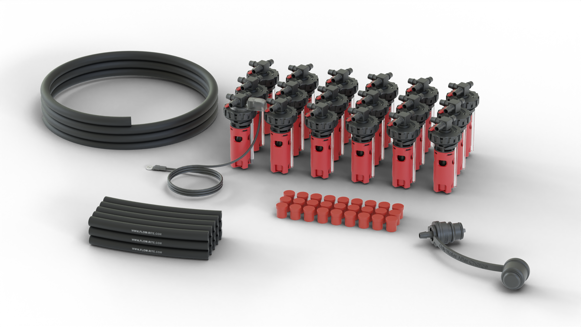FLOW-RITE IN-VALVE EAGLE EYE ESSENTIAL KIT, BA-QDV-505 MALE COUPLER, RED VALVE, 18 CELLS