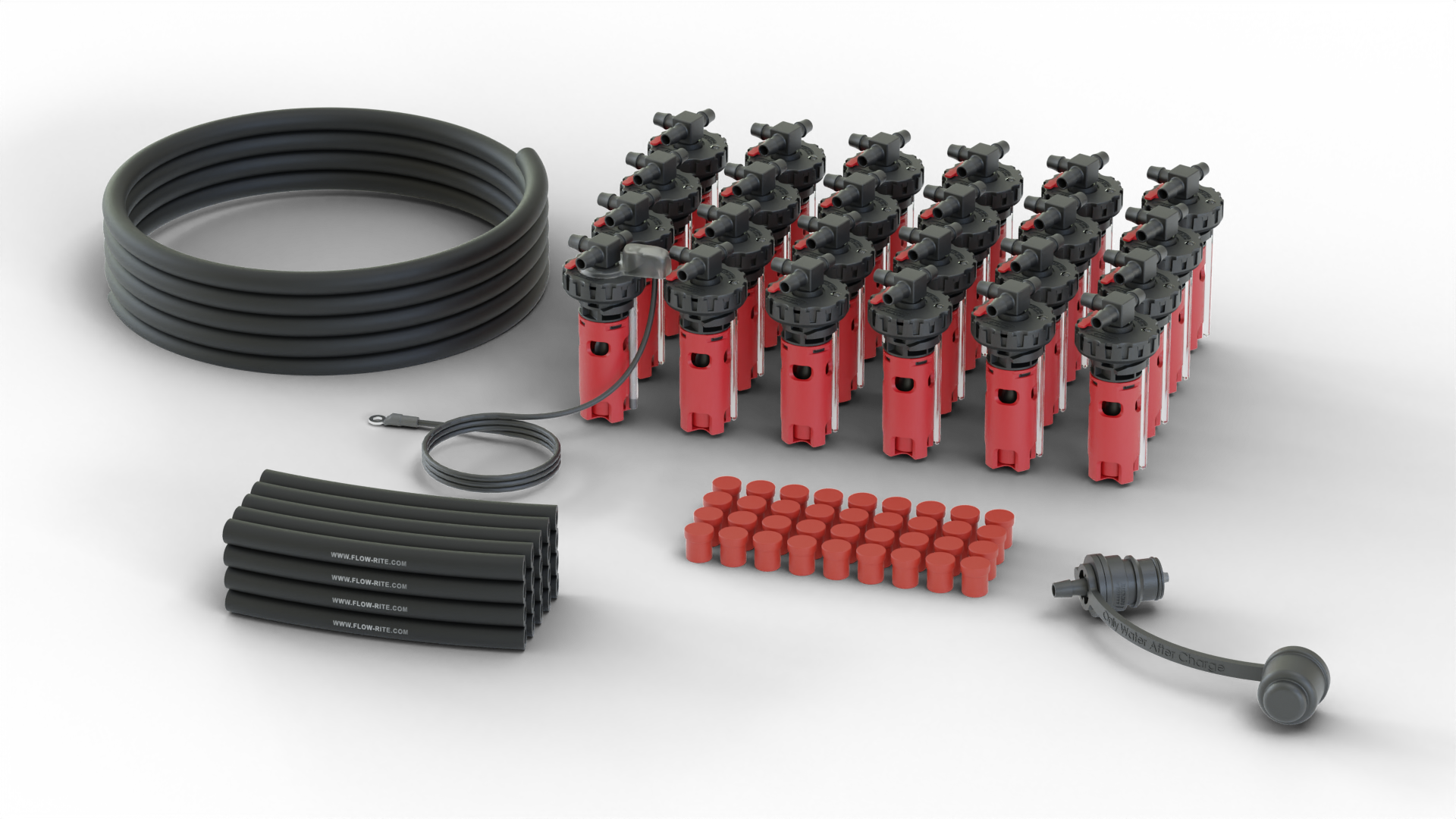 FLOW-RITE IN-VALVE EAGLE EYE ESSENTIAL KIT, BA-QDV-505 MALE COUPLER, RED VALVE, 24 CELLS