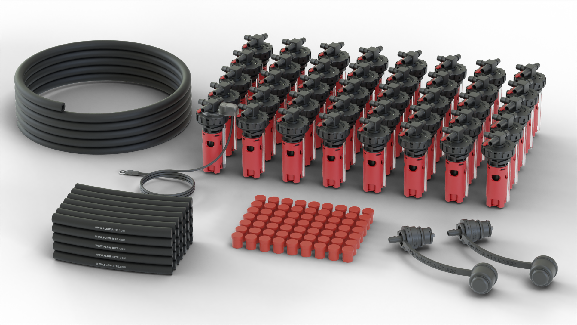 FLOW-RITE IN-VALVE EAGLE EYE ESSENTIAL KIT, BA-QDV-505 MALE COUPLER, RED VALVE, 40 CELLS