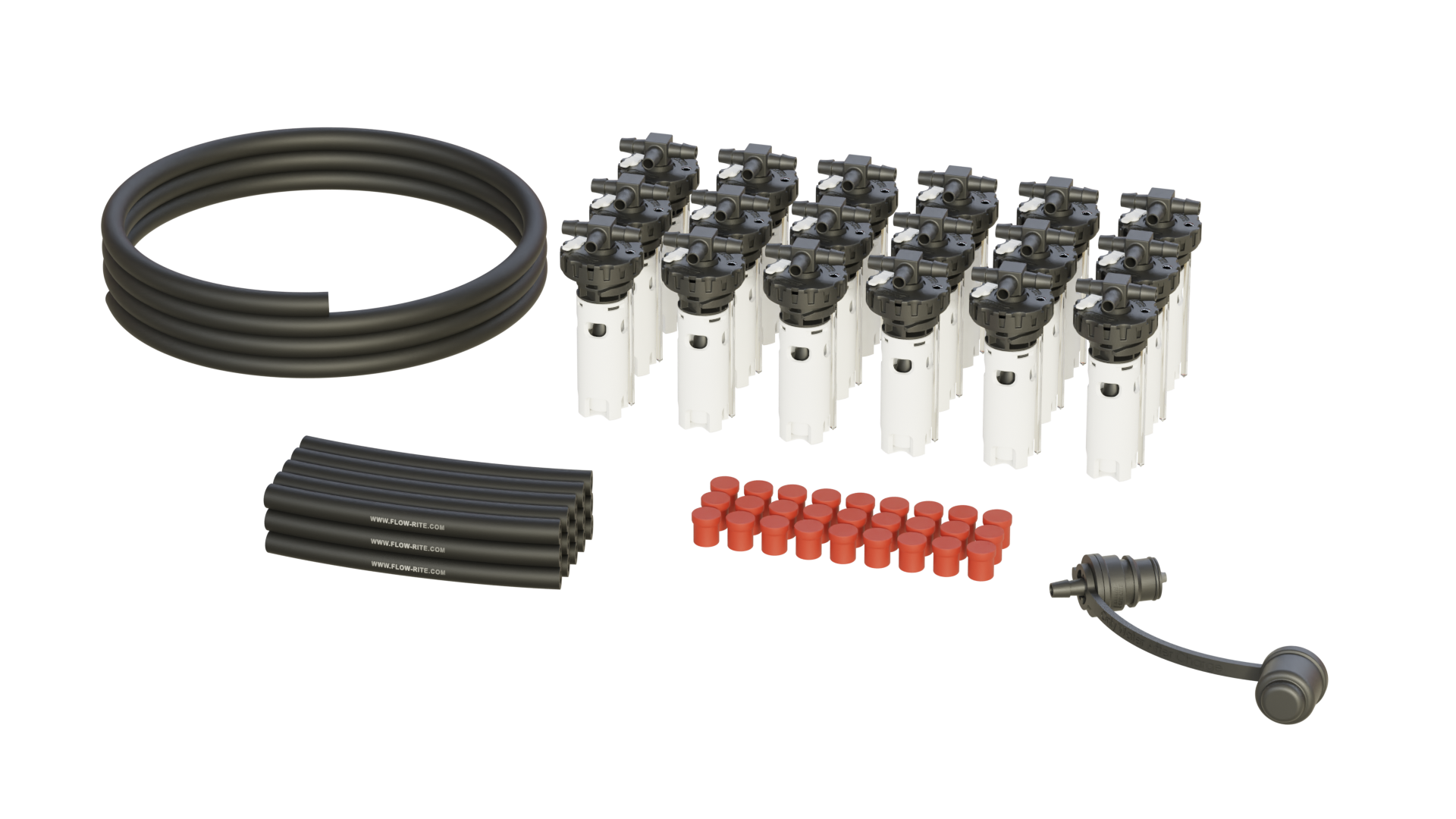 FLOW-RITE MILLENNIUM KIT, FLIP-TOP BAYONET CAP, BA-QDV-505 COUPLER, WHITE VALVE, 18 CELL