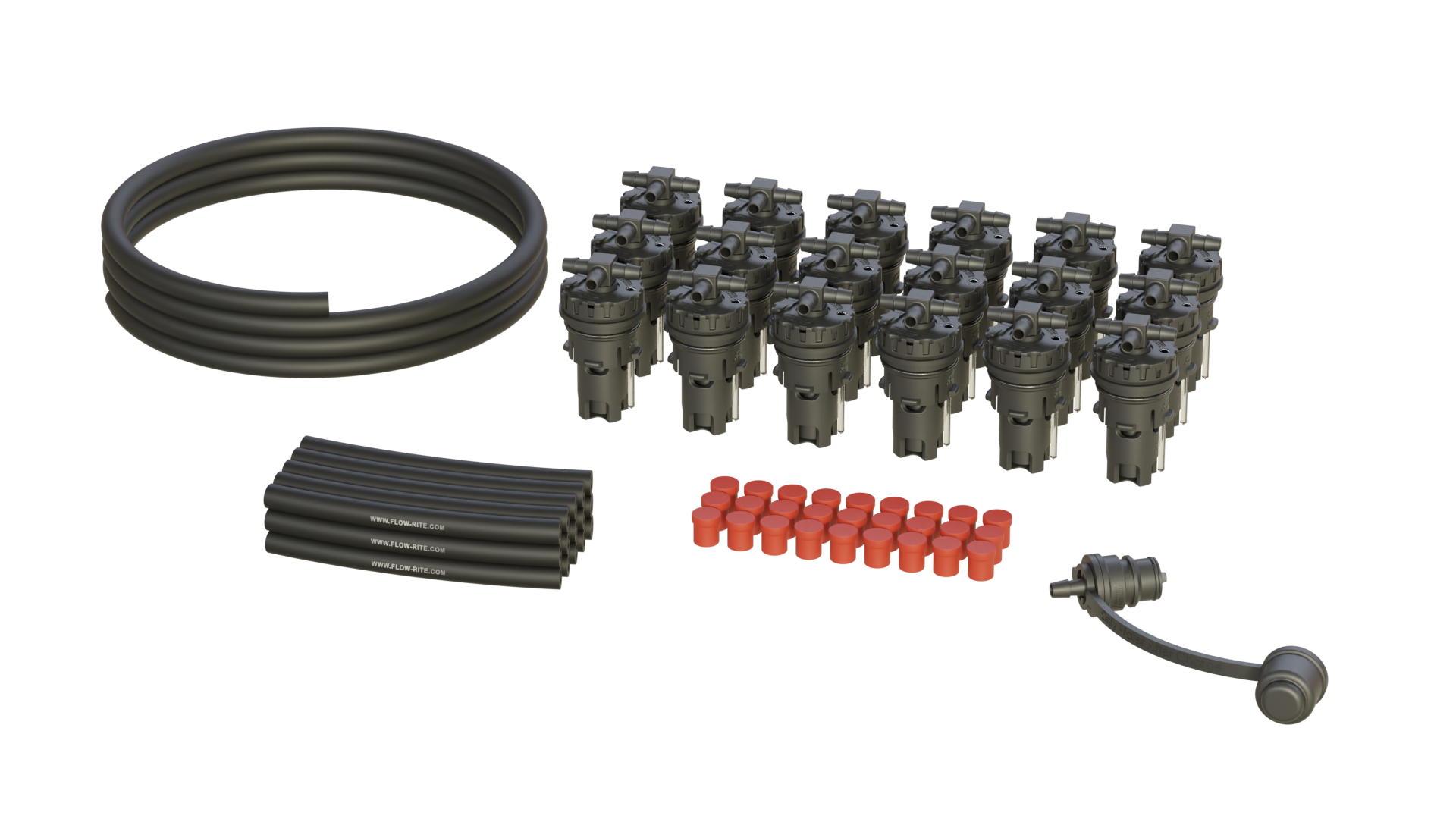 FLOW-RITE MILLENNIUM KIT, FLIP-TOP 35P CAP, BA-QDV-505 MALE COUPLER, BLACK VALVE, 18 CELLS