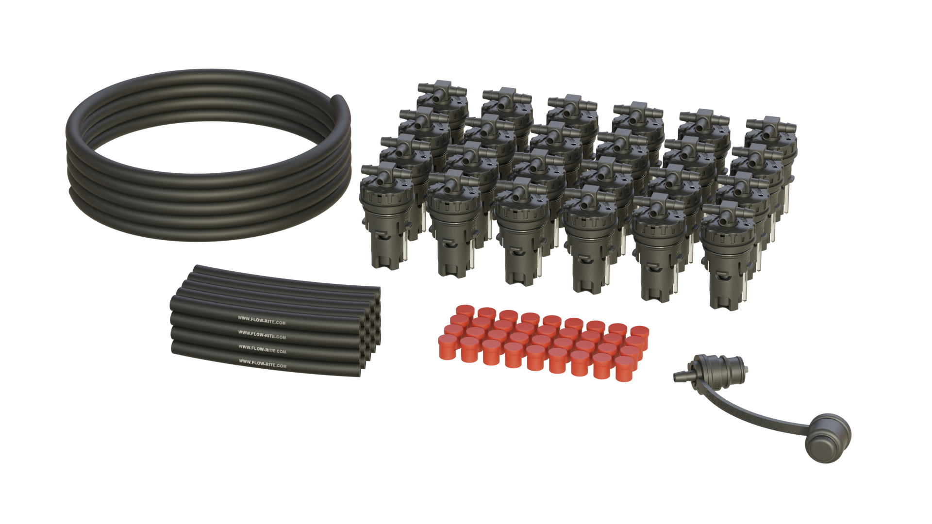 FLOW-RITE MILLENNIUM KIT, FLIP-TOP 35P CAP, BA-QDV-505 MALE COUPLER, BLACK VALVE, 24 CELLS