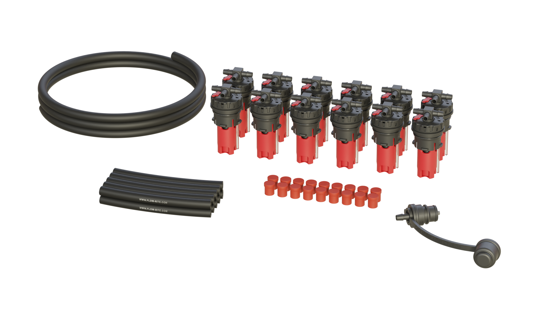 FLOW-RITE MILLENNIUM KIT, FLIP-TOP 35P CAP, BA-QDV-505 MALE COUPLER, RED VALVE, 12 CELLS