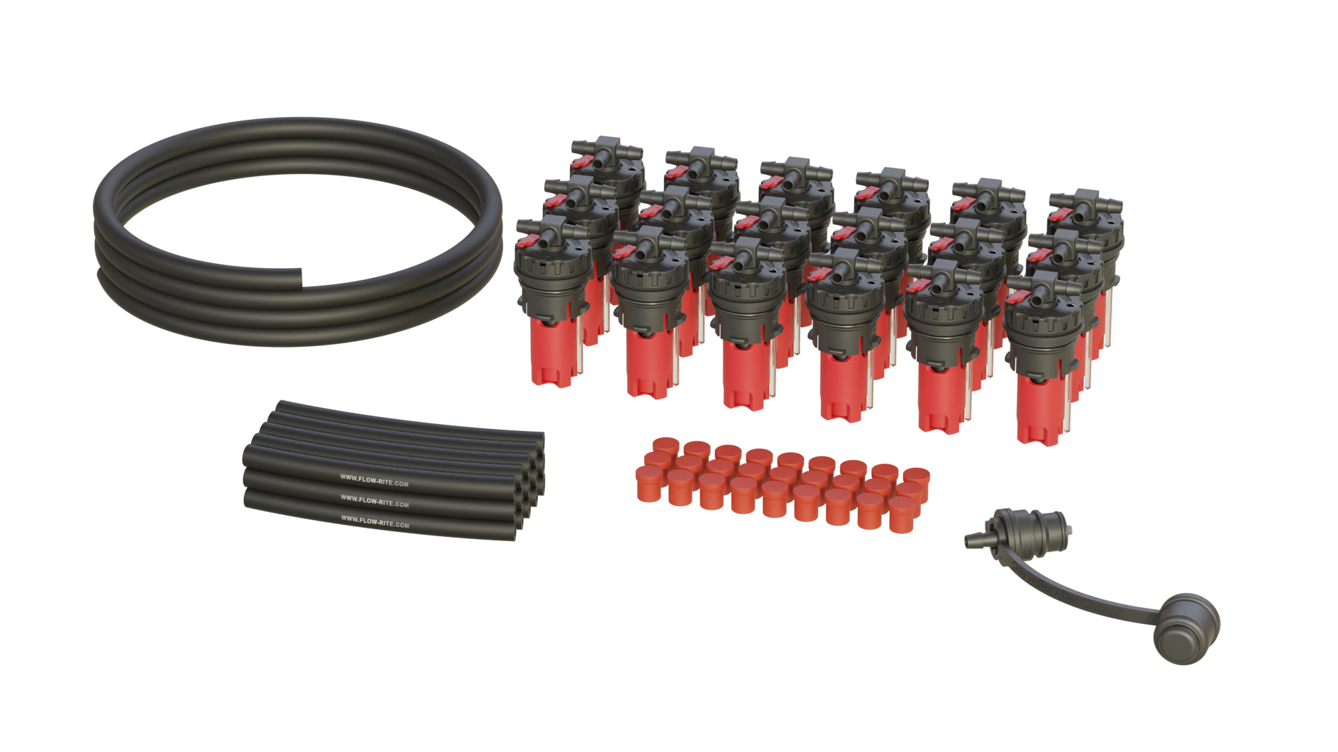 FLOW-RITE MILLENNIUM KIT, FLIP-TOP 35P CAP, BA-QDV-505 MALE COUPLER, RED VALVE, 18 CELLS