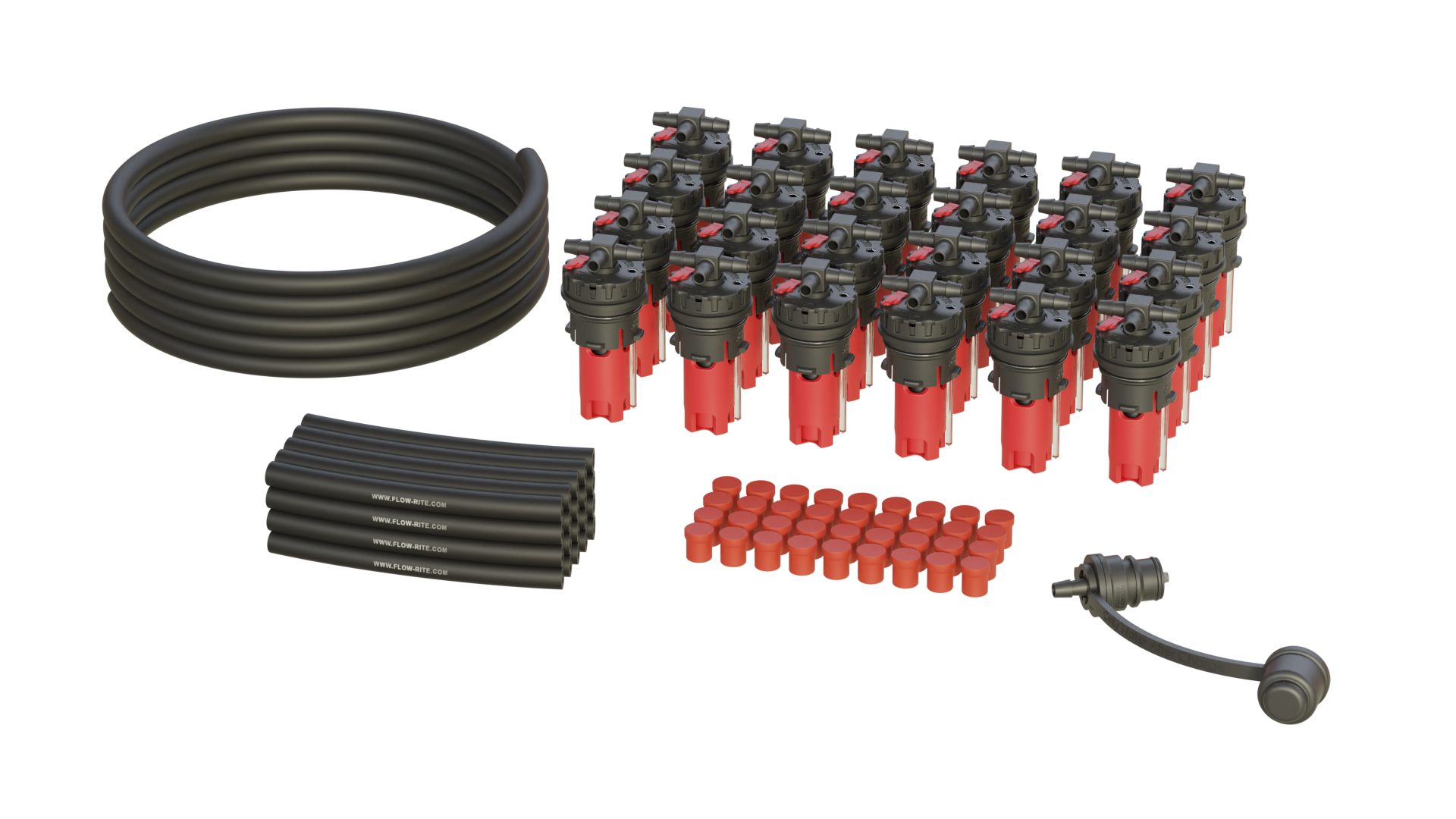 FLOW-RITE MILLENNIUM KIT, FLIP-TOP 35P CAP, BA-QDV-505 MALE COUPLER, RED VALVE, 24 CELLS