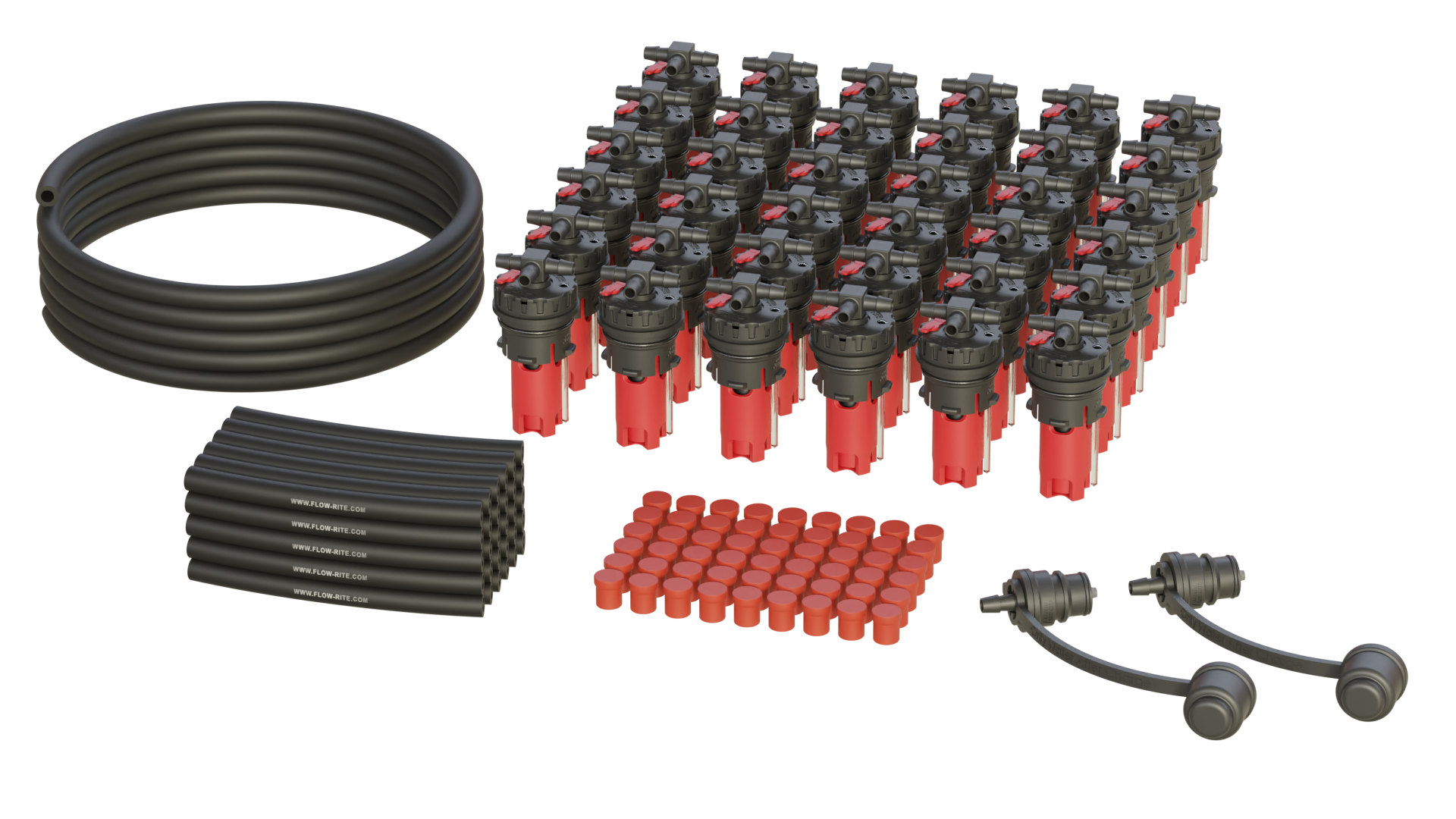 FLOW-RITE MILLENNIUM KIT, FLIP-TOP 35P CAP, BA-QDV-505 MALE COUPLER, RED VALVE, 36 CELLS