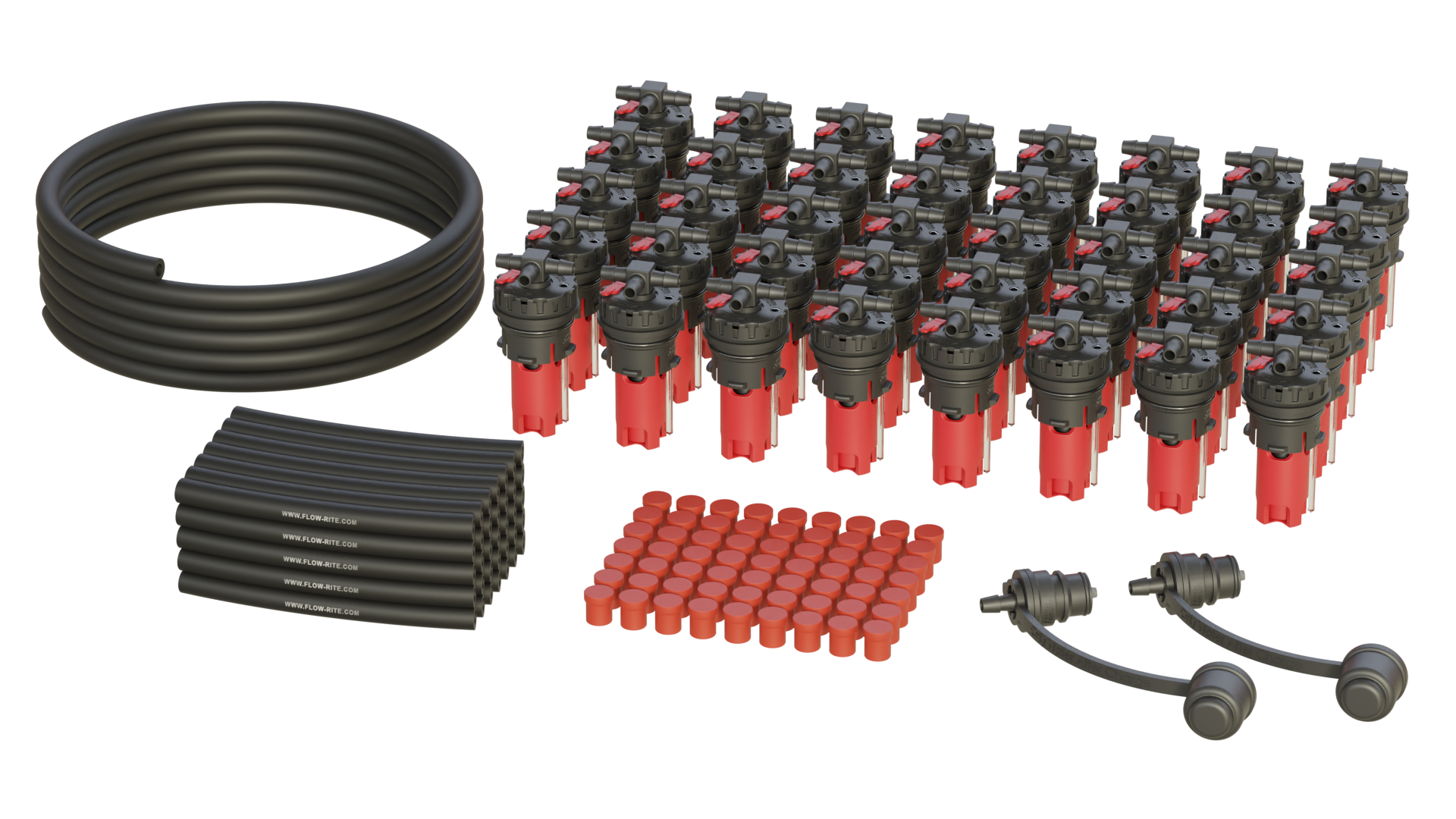 FLOW-RITE MILLENNIUM KIT, FLIP TOP 35P CAP, BA-QDV-505 MALE COUPLER, 40 CELLS, RED VALVE