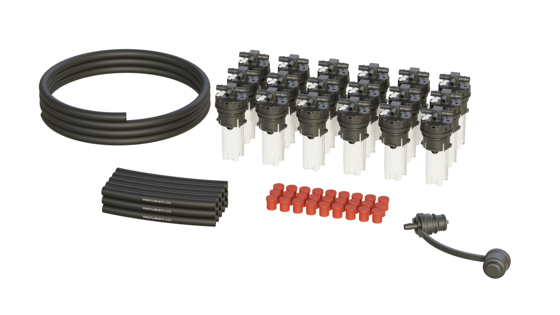 FLOW-RITE MILLENNIUM KIT, FLIP-TOP 35P CAP, BA-QDV-505 MALE COUPLER, WHITE VALVE, 18 CELLS