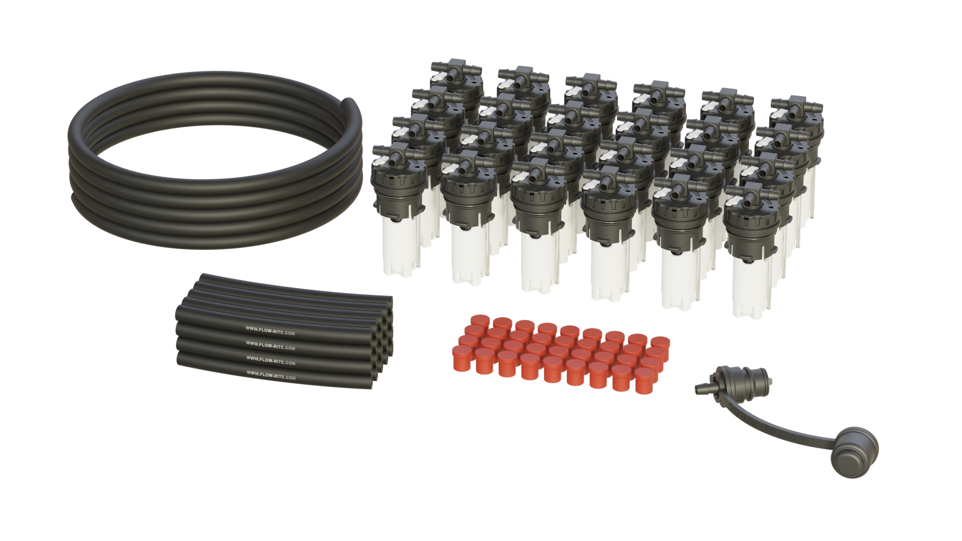 FLOW-RITE MILLENNIUM KIT, FLIP-TOP 35P CAP, BA-QDV-505 MALE COUPLER, WHITE VALVE, 24 CELLS