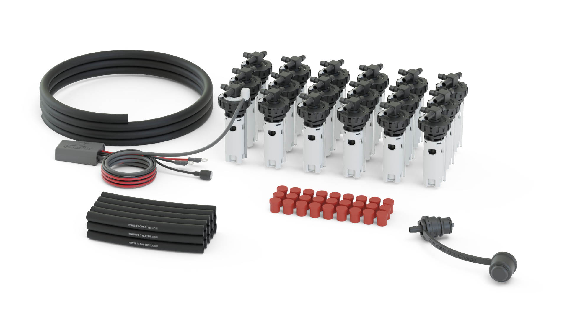 FLOW-RITE IN VALVE EAGLE EYE ELITE KIT, BA-QDV-505 MALE COUPLER, 18 CELLS, WHITE VALVE