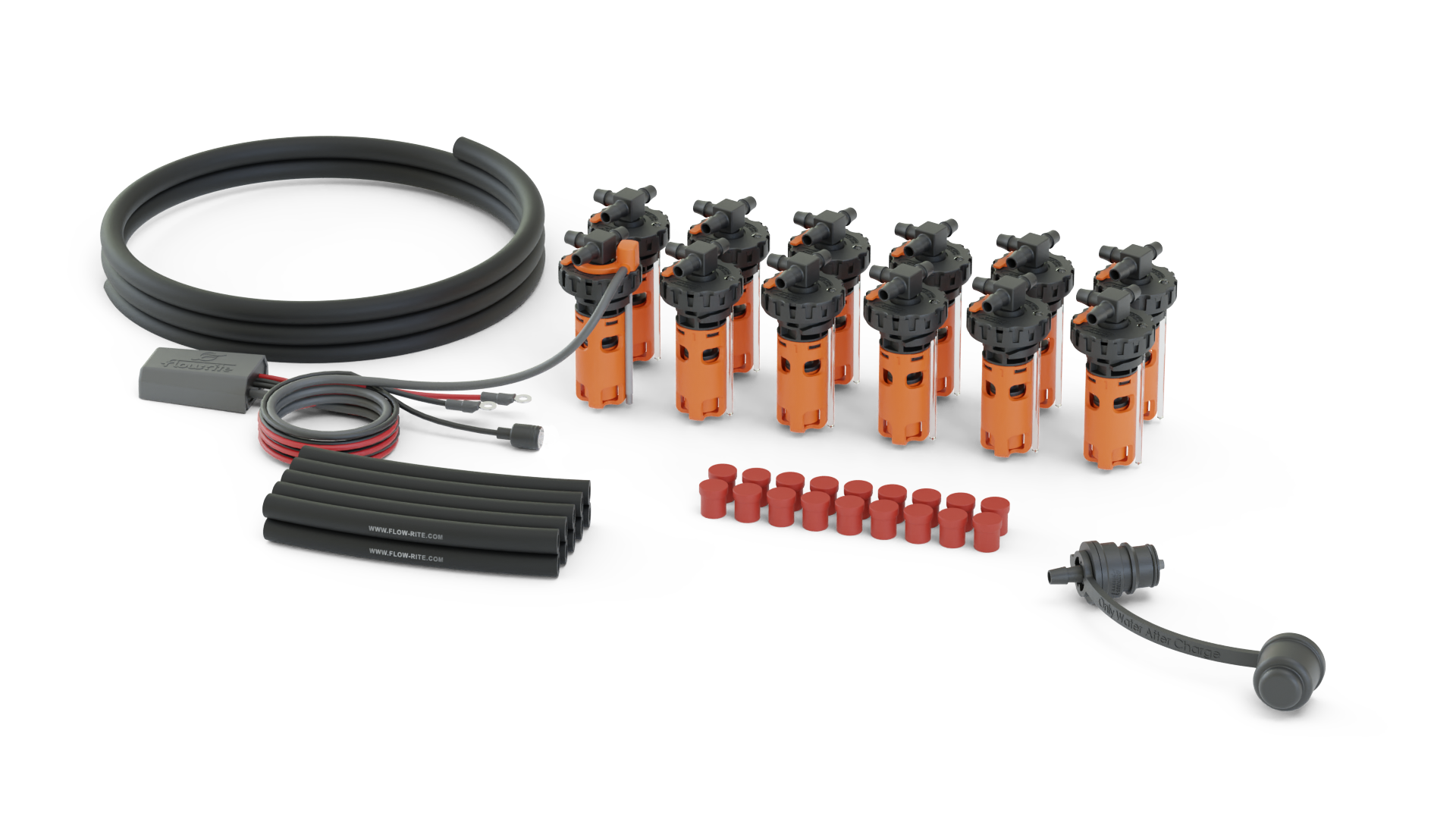 FLOW-RITE IN VALVE EAGLE EYE ELITE KIT, BA-QDV-505 MALE COUPLER, 12 CELLS, ORANGE VALVE