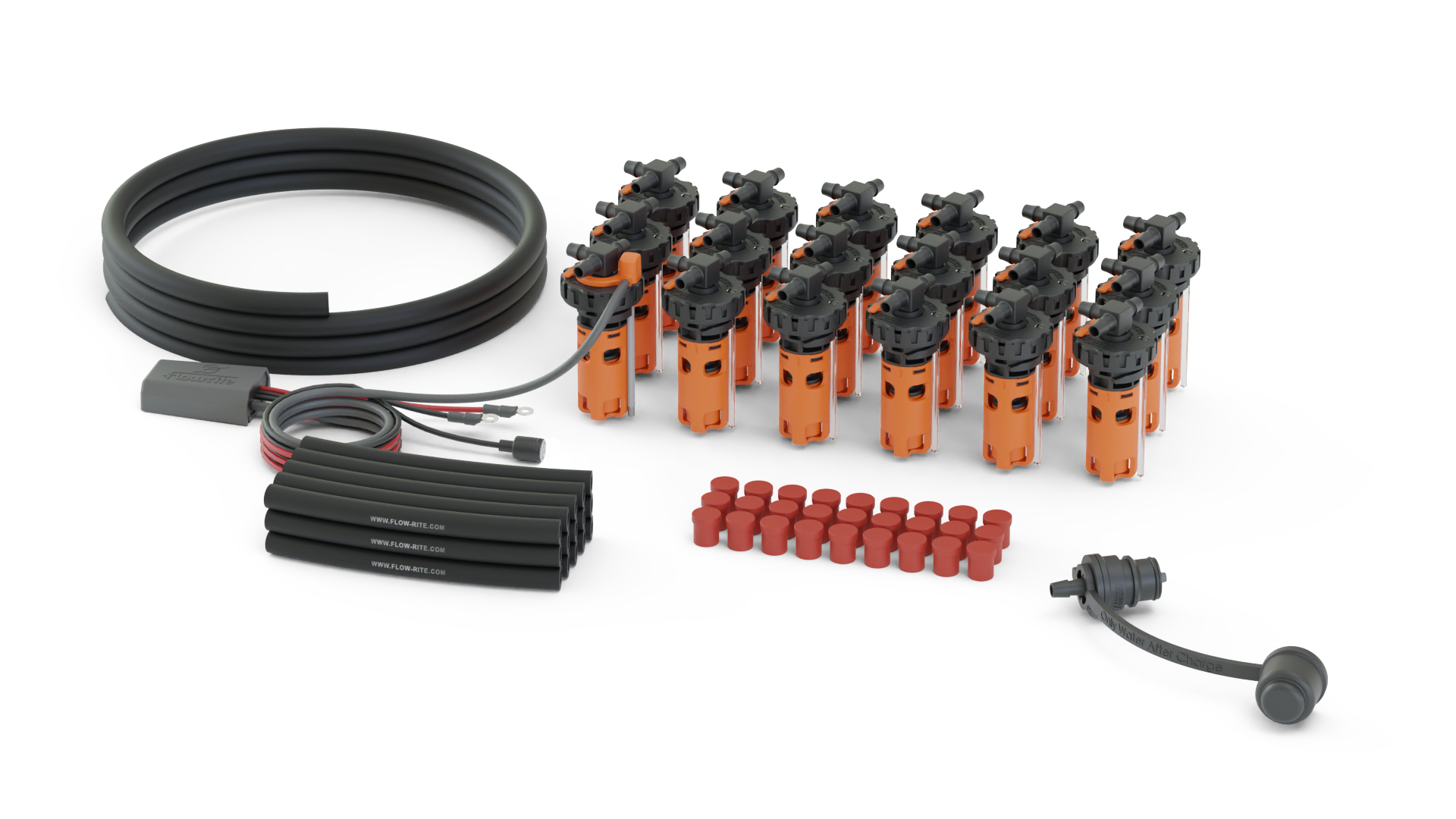 FLOW-RITE IN VALVE EAGLE EYE ELITE KIT, BA-QDV-505 MALE COUPLER, 18 CELLS, ORANGE VALVE