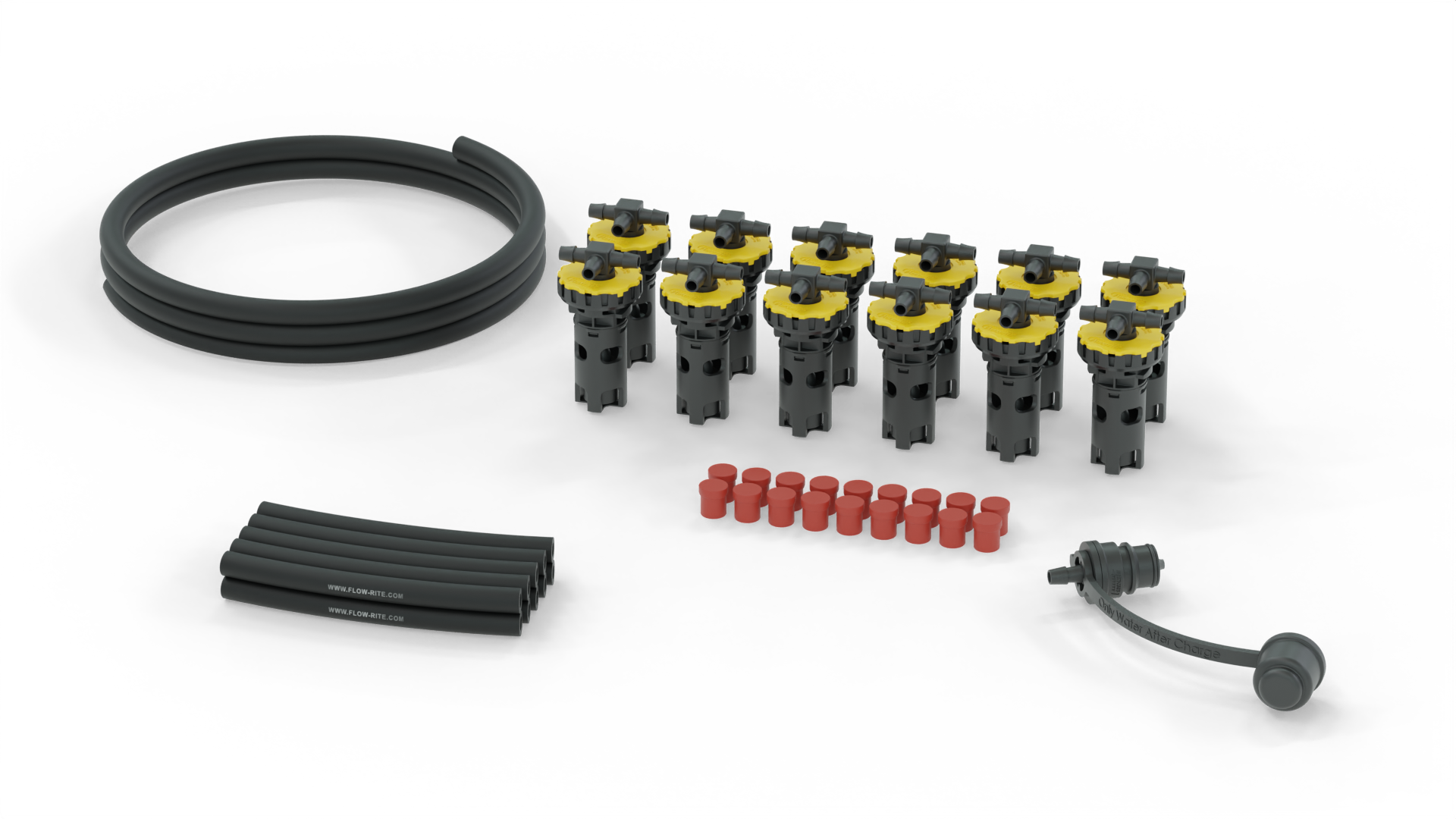 Flow-Rite Millennium Kit, Flip Top 35P Cap, BA-QDV-505 Male Coupler, 12 Cells, Black Valve